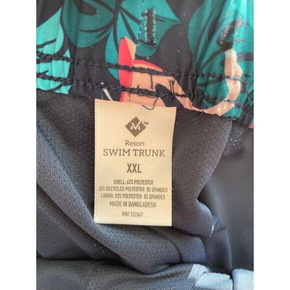 Members Mark Men's Resort Swim Trunks zip pocket UPF50 flamingo aqua lined XXL - Picture 7 of 10